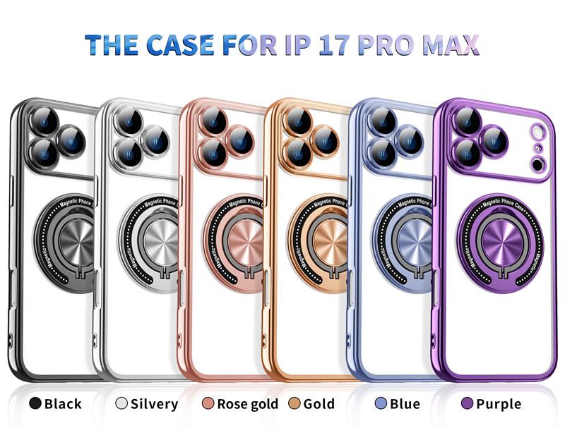 360° Clear Stand Ring Holder Car For Magsafe Case For iPhone17 Air 16 15 14 13 12 11 Pro Max Plus 16E Magnetic Charge Cover