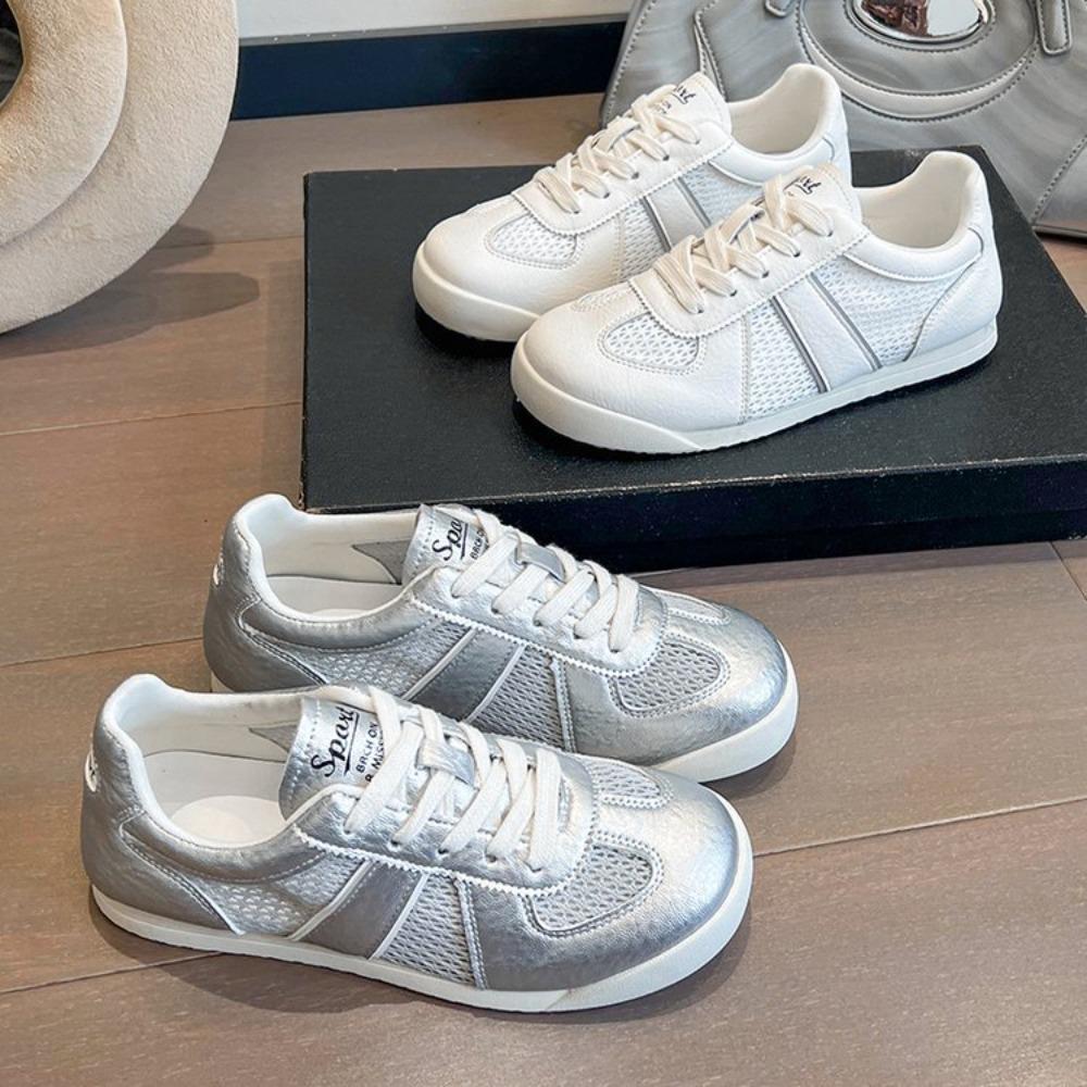 Women's Sneaker Boots Women's Leather Platform Casual Shoes Bright Top Fashion Low Lace-Up Sneaker Women's Running Shoes