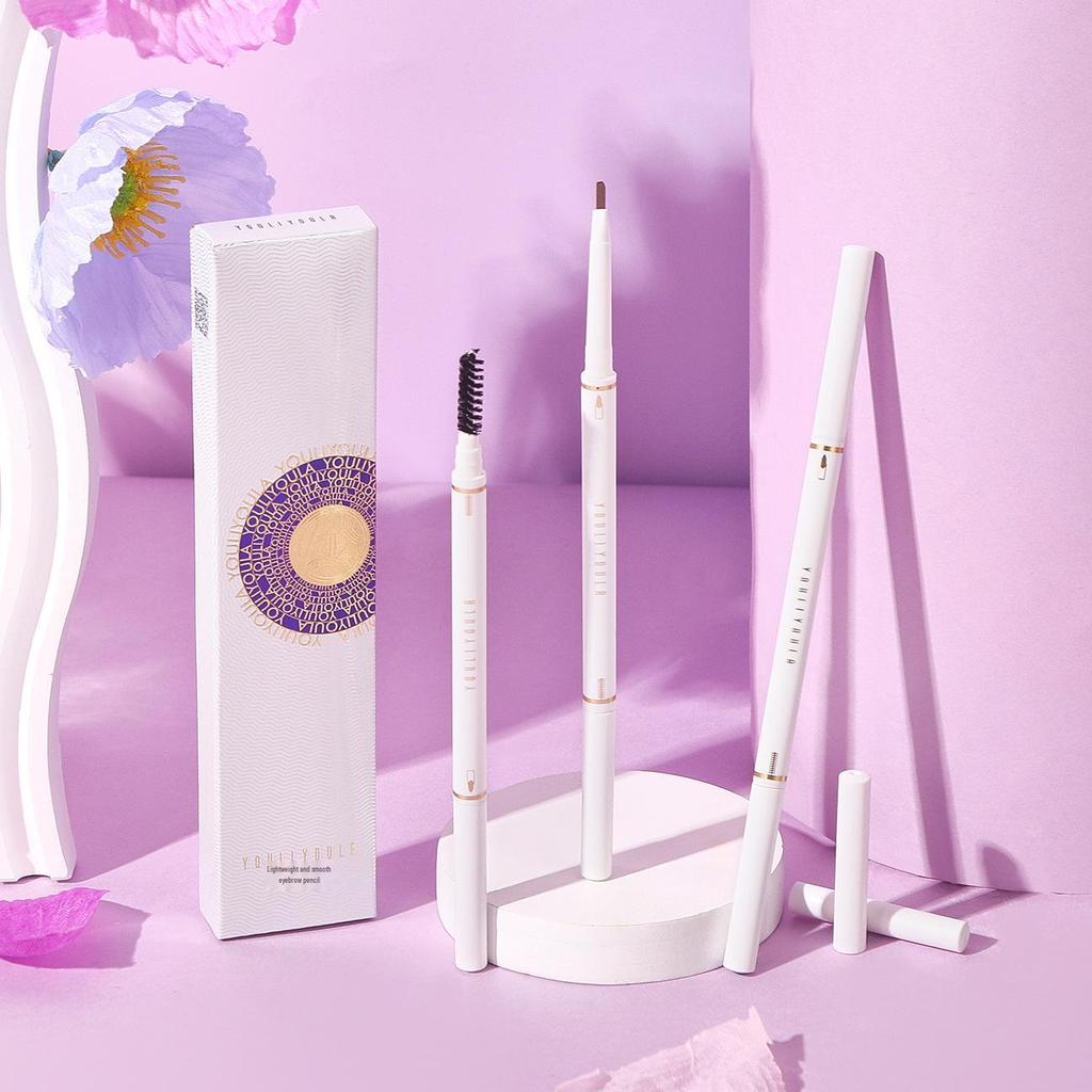 Ultra-Fine Double-Ended Machete Eyebrow Pencil: Waterproof, Sweatproof, Quick-Drying, Smudge-Proof, Long-Lasting, Fade-Resistant.