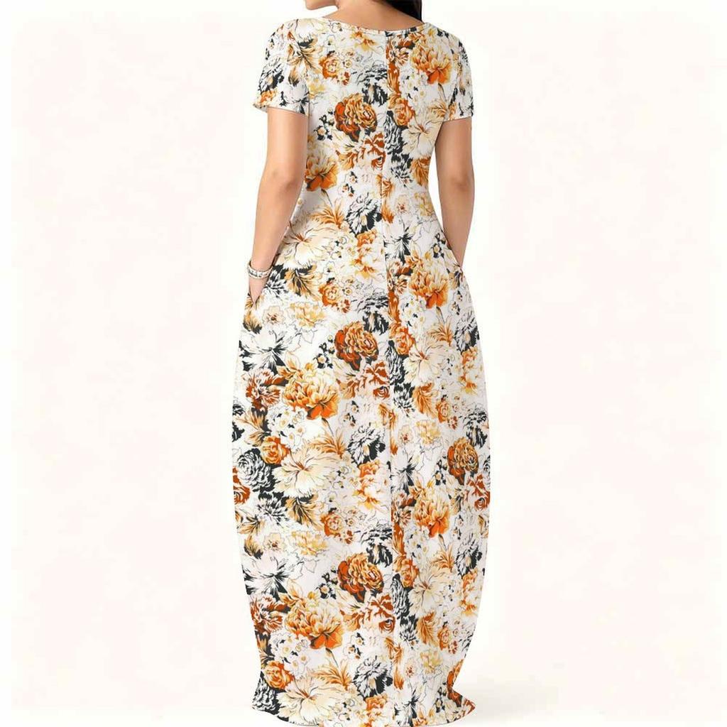 Lightweight Crew Neck Dress For Women Plus Size Short Sleeve Loose Outfit Perfect For Summer Daily Stroll