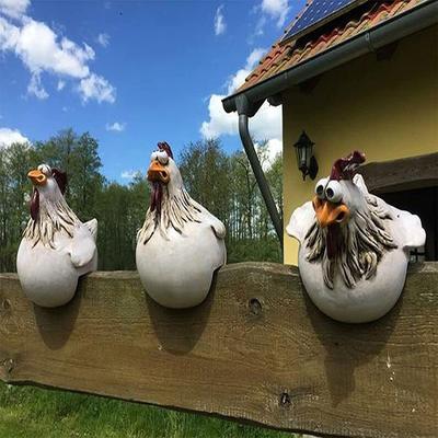 Boerderij Kip Decoratie Beeldje Tuinornament Hek Stijl Cottagecore Huis Hars Ambacht Terras Tuin