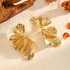 Large Gold Color 3D Textured Flower Drop Earrings For Women Fashion Vintage Geometric Dangle Earring Statement Jewelry Gift