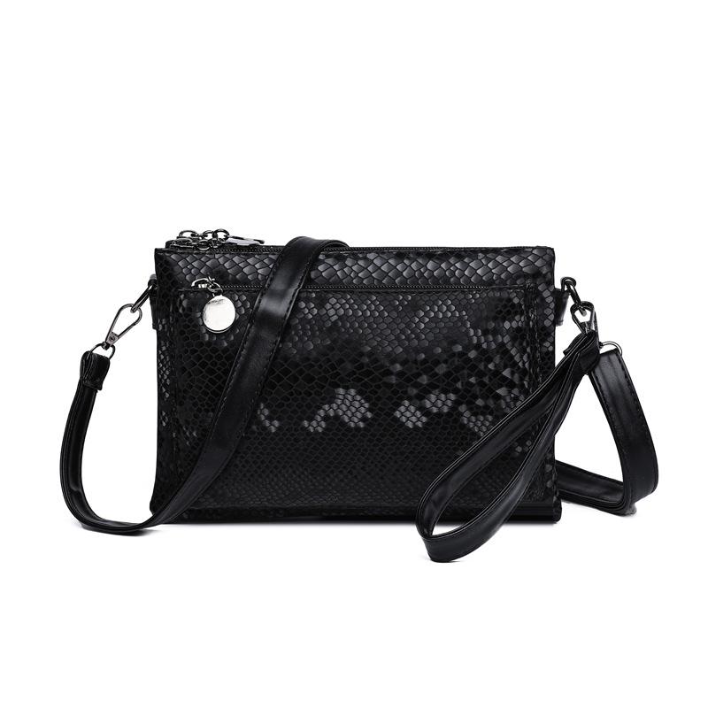 Snake pattern multi-compartment simple shoulder messenger bag
