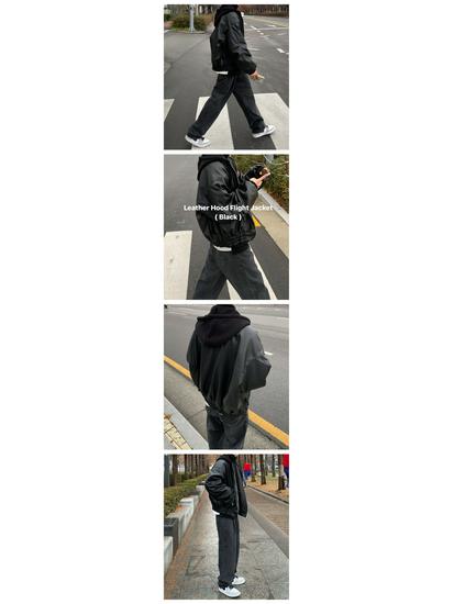 Men's American High Street Rapper Style PU Leather Hooded Jacket - Casual, Loose Fit, Cotton-Insulated Motorcycle Outerwear