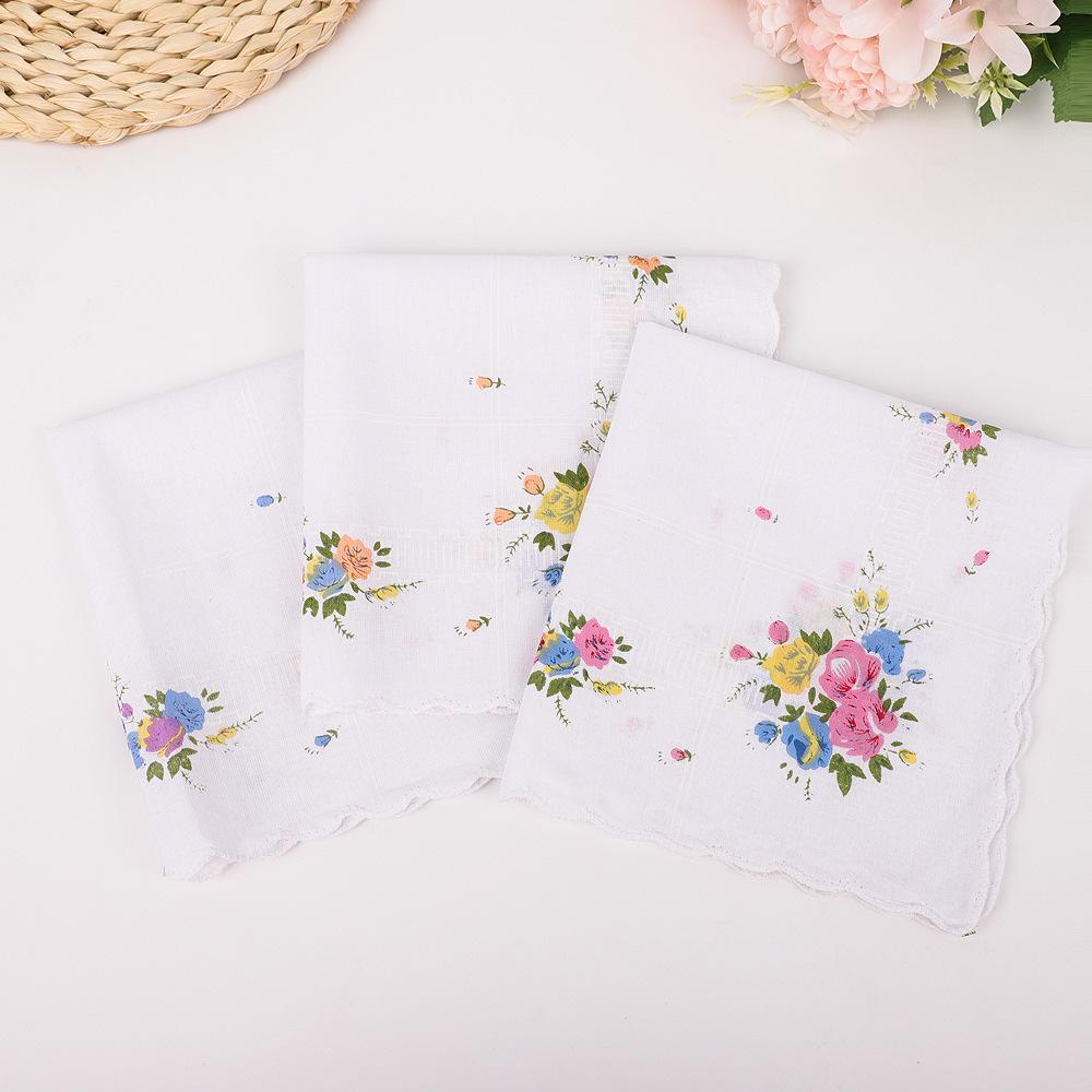 12 PCS Ladies' Handkerchiefs Small Cotton Handkerchiefs Pure Cotton Classic Sweat Wipes Women's Handkerchiefs Square Scarves