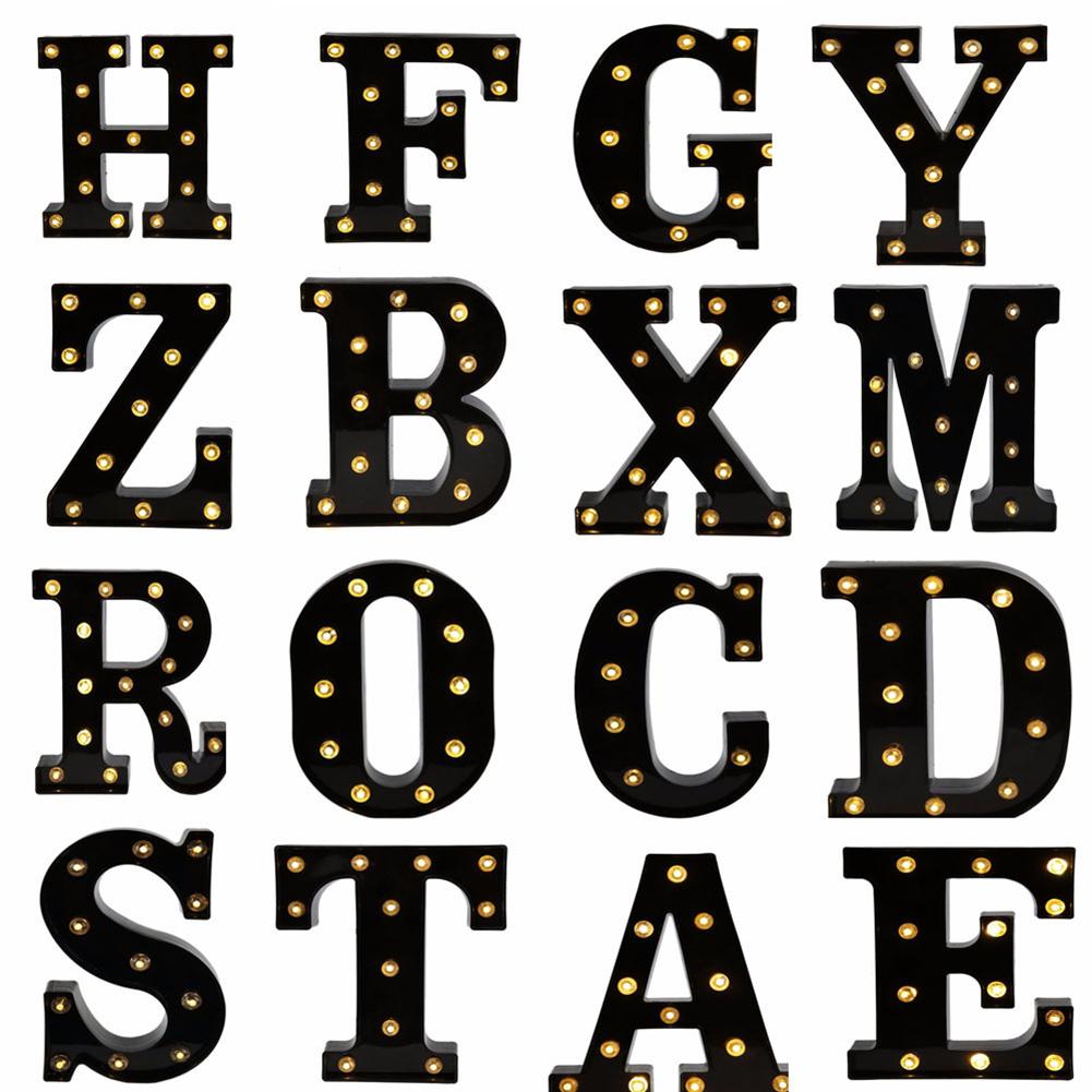 Newly Design Led Letters Lights 26 Alphabet Black Decorative Marquee Lamps for Wedding Party Birthday Home Bar Decoration