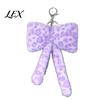 Cute Bag Accessories Leopard Print Plush Bow Keychain, Fluffy Bowknot Charm Key Holder with Lobster Clasp, Women Girls Handbag Decorative Accessory