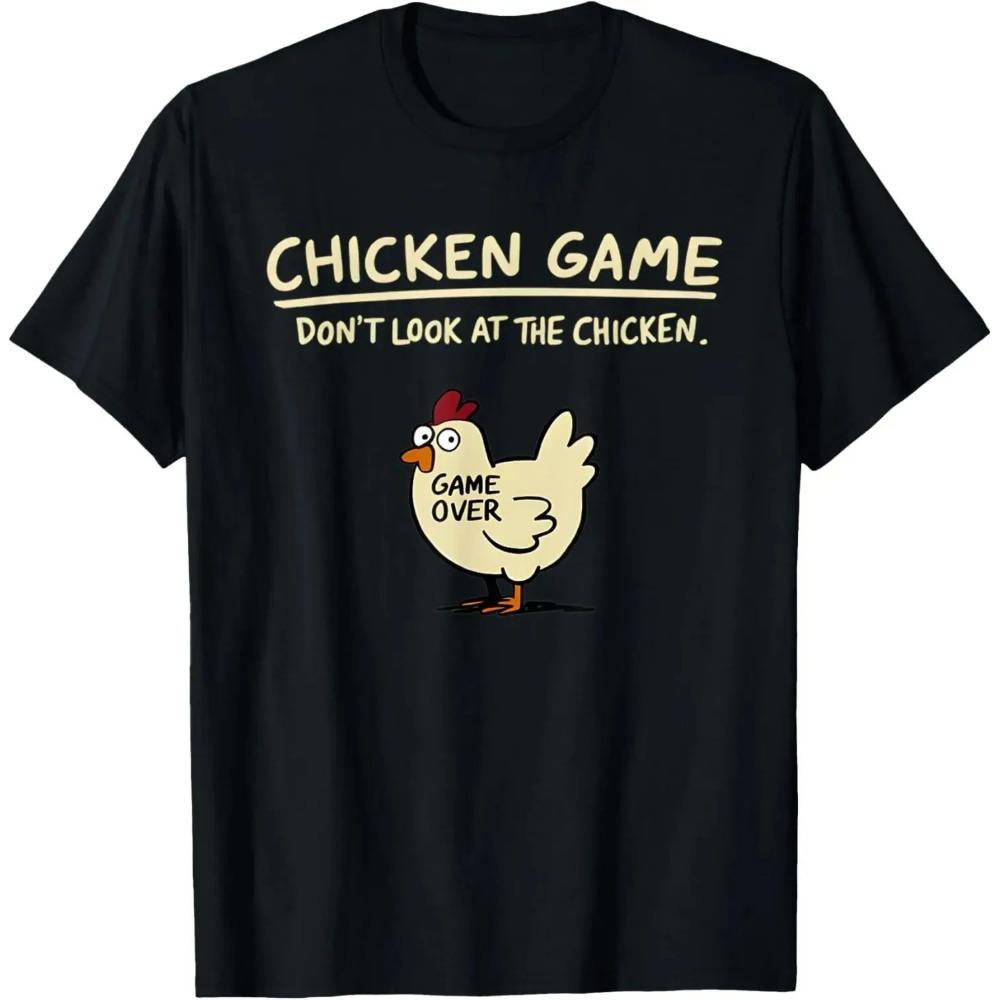 Hahnenspiel Schau den Hahn nicht an Lustiges Hühner-T-Shirt Individuell Bedrucktes Grafik-T-Shirt Herrenbekleidung Ropa