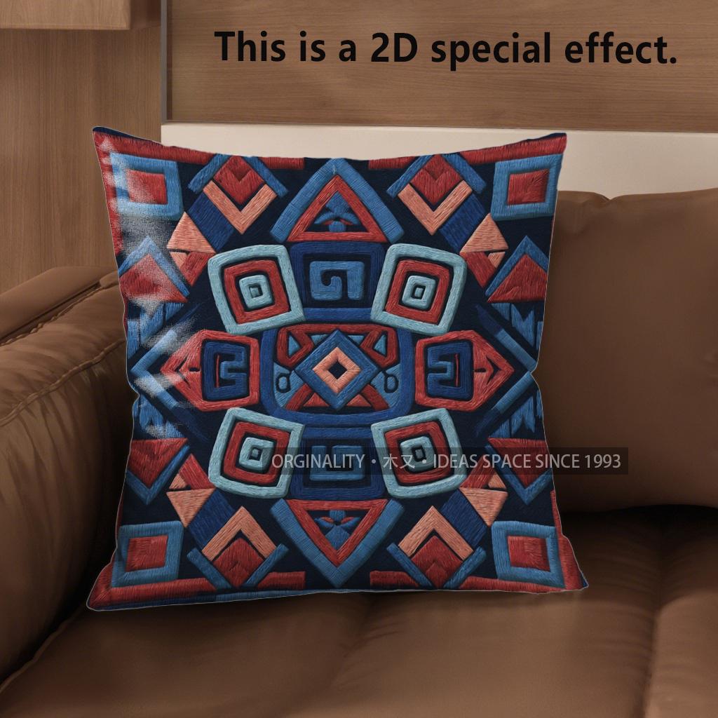 2D Aztec Geometric Pattern Throw Pillow Covers** Pattern Cushion Cover Suitable For Sofa Bedroom Car Pillow Cover