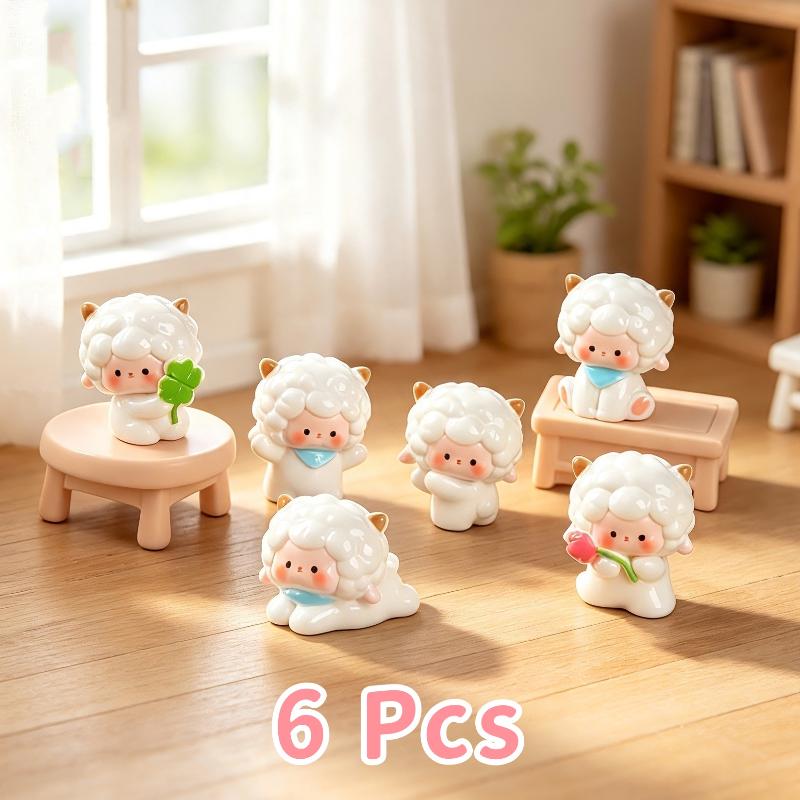 Miniature Fairy Garden Sheep Lamb Accessories 5/6Pcs Cute Ornaments for DIY Micro Landscape Home Yard Decor