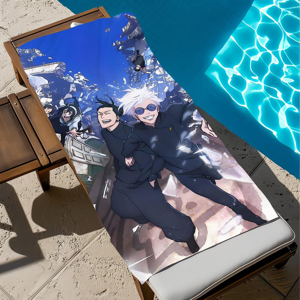 J-jujutsu-u Anime Gojo Handtuch Groß Schnelltrocknend Mikrofaser weich K-kaisen-n Strandhandtuch für Reisen Fitness Sauna Baden Camping