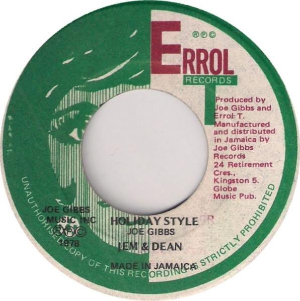 7inch Record JEM DEAN JOE GIBBS THE PROFESS Holiday Style NONE Errol T Records 1978 Jamaica Reggae Ska Dub Used