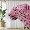 Pink Leopard Shower Curtain – 2D Flat Realistic Print, White Background, Polyester, 12 Hooks, 70.87×70.87 Inch