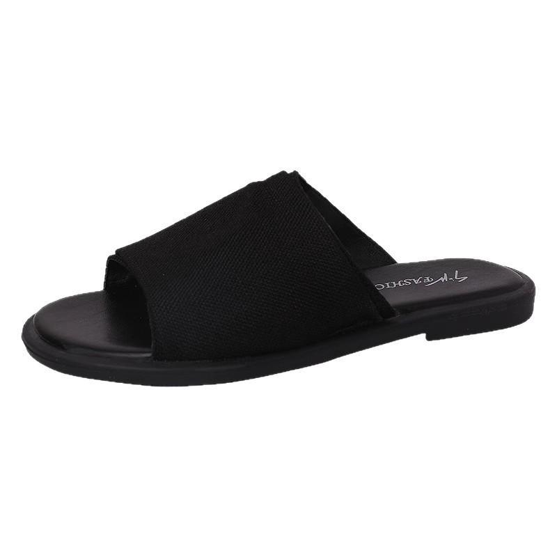 French flat-bottomed retro casual one-word slippers women's summer wear 2025 new seaside vacation beach cool slippers