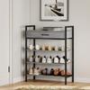 4-Tier Shoe Rack, Hallway Shelf for Up To 9 Pairs of Shoes, Particleboard, Metal, Grey