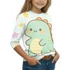 Children's Casual Printed 3/4 Sleeve Round Neck T-Shirt for Back to School Everyday Wear