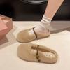 Mao Mao Shoes Increase In Height Inside and Wear Warm Shallow Mouth Single Shoes 2025 Women's One-word Buckle Versatile Gentle Mary Jane Mao Mao Shoes
