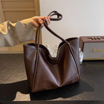 Retro Tote Bag Women's Large-capacity New Autumn and Winter Versatile Simple Shoulder Bag High-end Sense Work Commuter Bag