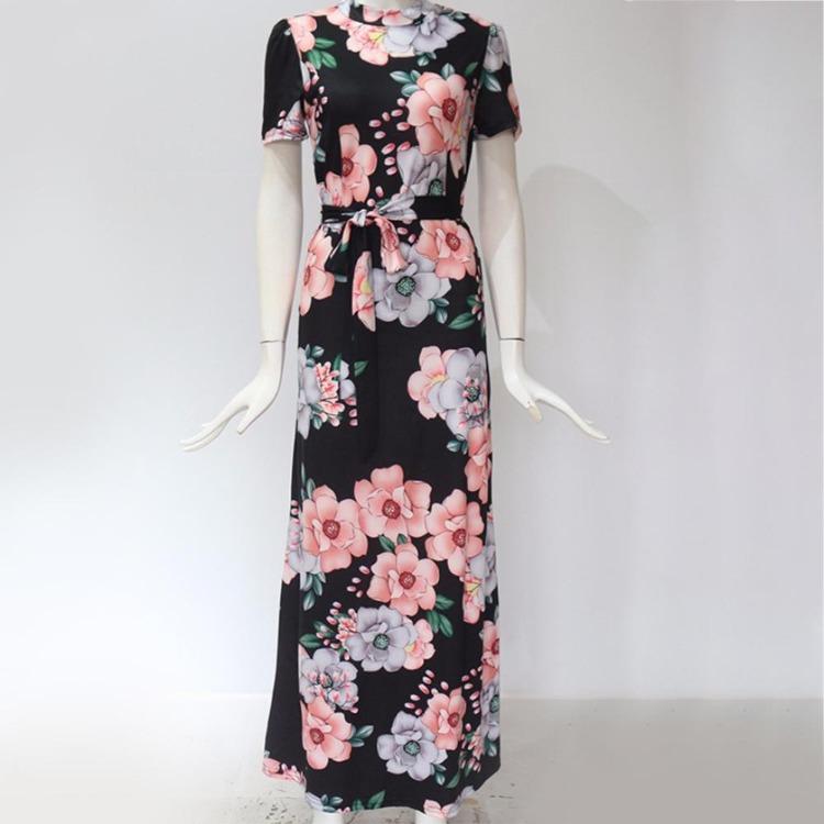 Elegante Abito Lungo Estivo con Stampa Floreale Donna Maxi Tunica Festa Serale Abito da Sole