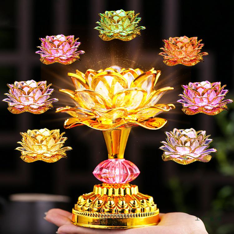 2025 Lotus Bodhisattva Buddha Offering LED Lamp: Colorful, Everlasting Household Decor