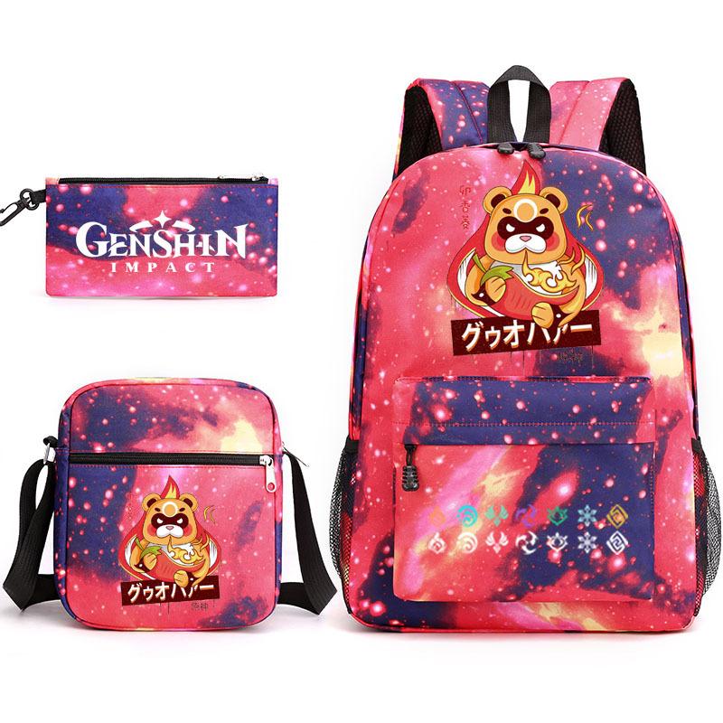 Genshinimpact Yuanshen School Bag Three-Piece Pencil Case Shoulder Bag Backpack