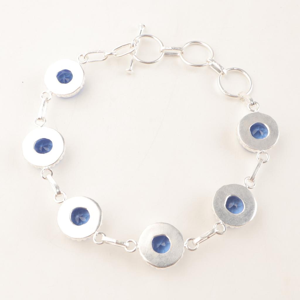 Tanzanite Gemstone 925 Sterling Silver Jewelry Handmade Bracelet 9" Gift For Her RB-9-10