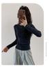 Women's One-Shoulder Wool Sweater - Slim, Comfortable, Solid Color Knit Base Layer, Long Sleeve
