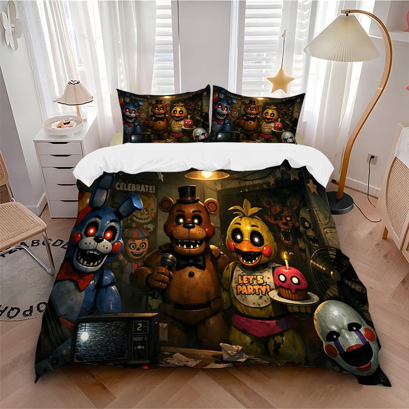 Five Nights Freddy'S Party Print 3Pcs Bedding Setduvet Cover With 2 Bedropillowcase Home Birthday Gift
