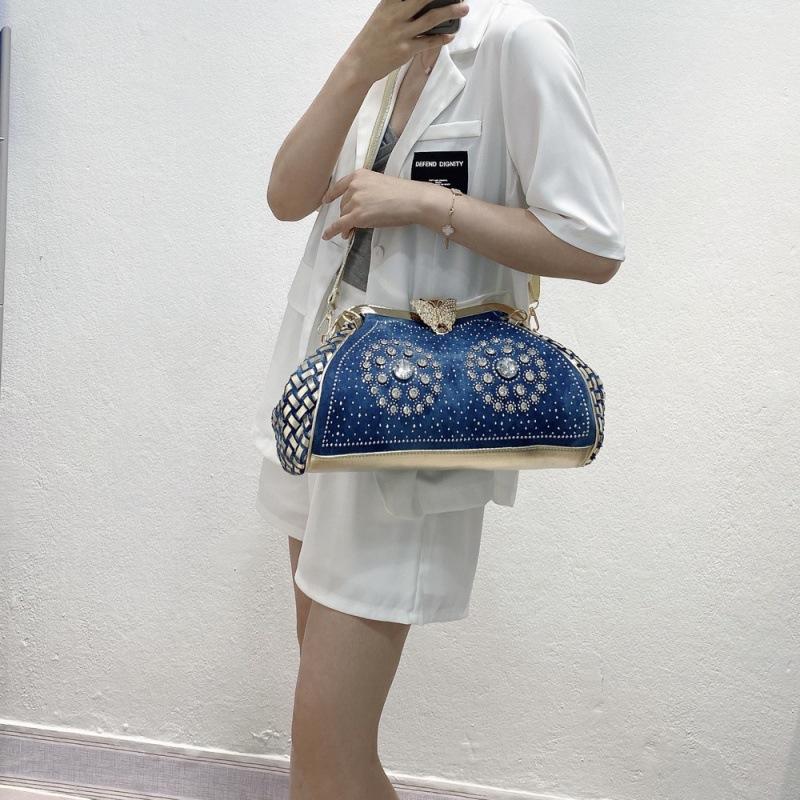 Bag Women'S Diamond Denim Bag Woven Clip Bag Women'S Tide Crossbody Shoulder Bag Handbag
