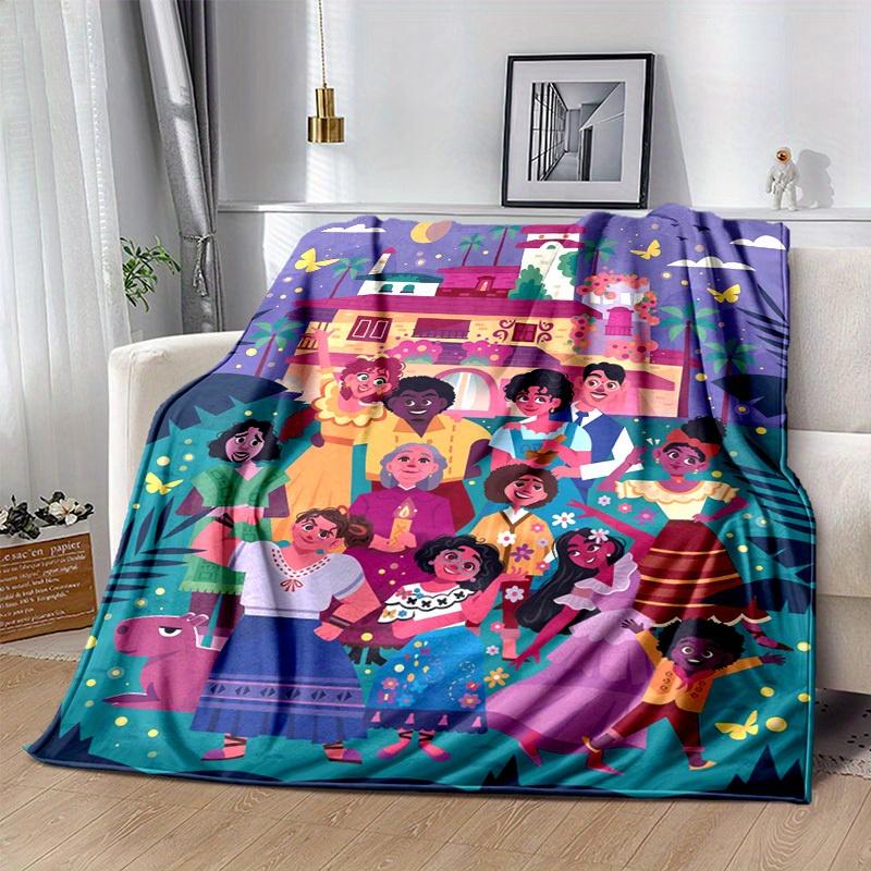 1pc. Cartoon Family Scene Throw Blanket, Colorful Illustration Home Decorative Blanket for All Seasons, Perfect Gift for Family and Friends