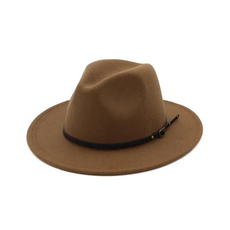 Men Fashion Simple Solid Color Vintage Wide Brim Hat Church Party Felt Jazz Cap Fashion Travel Hats Women Accessories Gifts