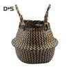 Dayuansheng Folding Straw Wicker Storage Basket Handle Garden Flower Pot Planter Laundry Bag