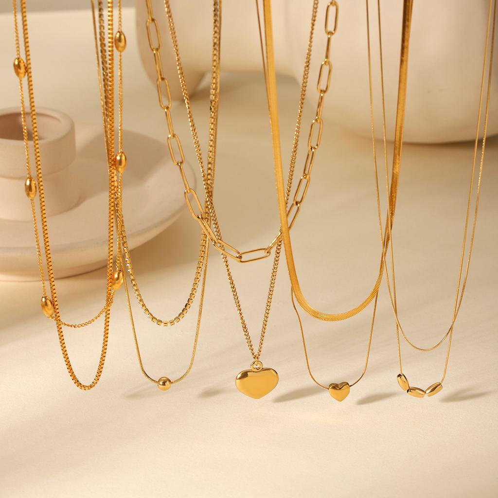 Light Luxury 18K Gold Plated Multi-Layer Stainless Steel Necklace, High-End Titanium Steel Jewelry, Non-Fading Neck Chain