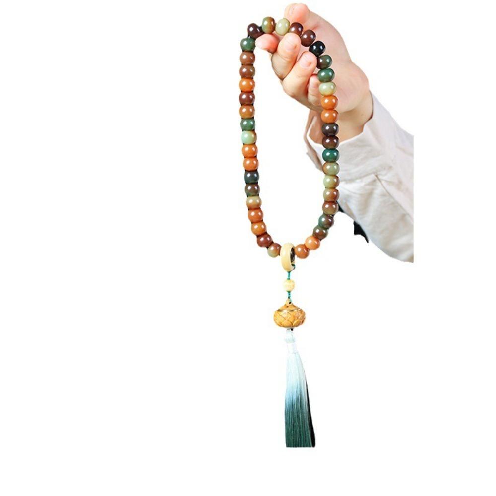 Fashion Colorful Rosary Beads Bracelets Tassel Multilayer Dunhuang Bodhi Bracelet Jewelry Wooden Prayer Beads Necklace Gifts