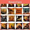 Vibrant Halloween Witch Castle Linen Throw Pillow Cover Easy To Clean