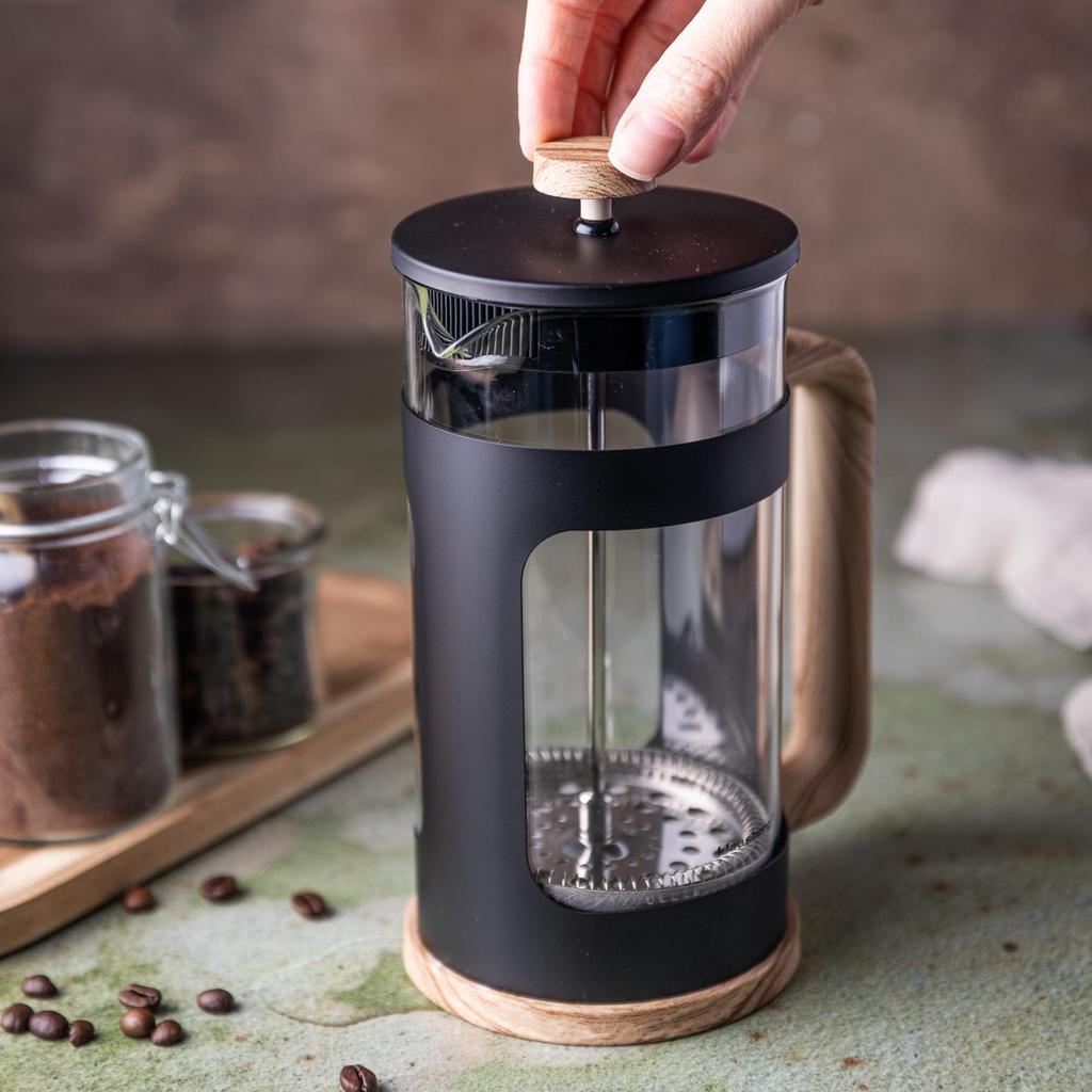 Zaparzacz do kawy/herbaty 1.0L French Press drewniany uchwyt KLAUSBERG KB-7681