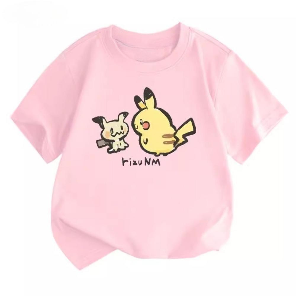 Potdemiel Summer New Pikachu Children's T-Shirt, Comfortable and Breathable, Suitable for Both Boys and Girls.