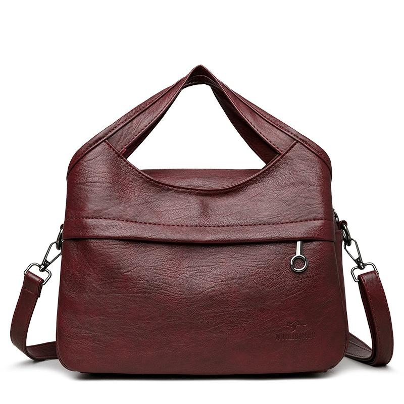 Retro Large Capacity Shoulder Bag Solid Color Messenger Bag PU Commuter Bag