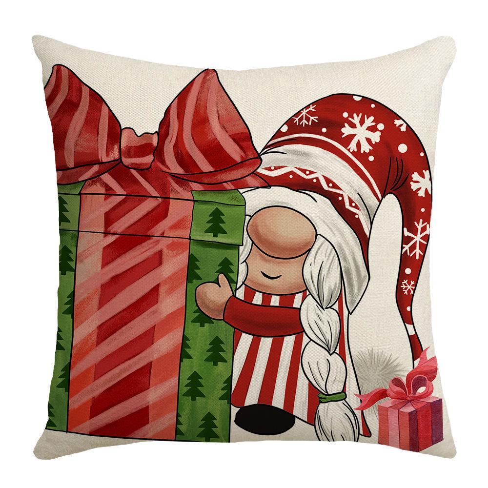 

Cute Elf Decoration Christmas Cushion Cover Classic Christmas Cute Style Home Sofa Decoration Cushion Cover 45*45cm