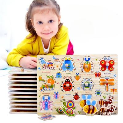 Grasping Board Children Wooden Puzzle Early Education Numbers Alphabet Animals Traffic Learning Cognitive Puzzle