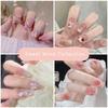 24Ps/Set Kids Fun Cute Wearing False Nails Fresh Bright Removable Press On Nail Tips Full Cover French Acrylic Fake Nails