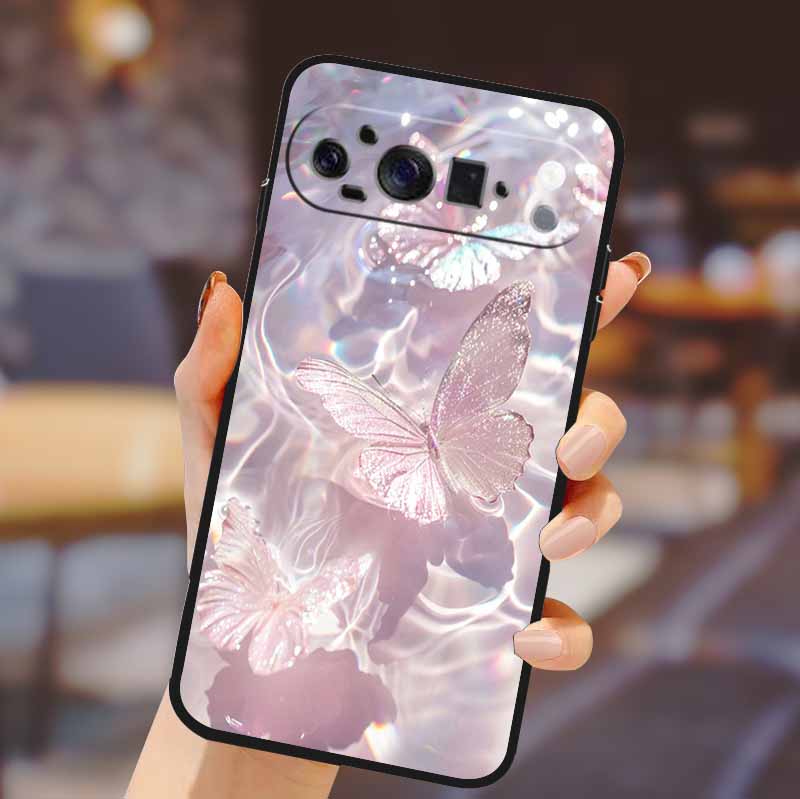 For Google Pixel 10 Pro XL Cover Silicone TPU Phone Case for Pixel10 Pro XL Flowers Gift Para Black Back Soft Protective Capas