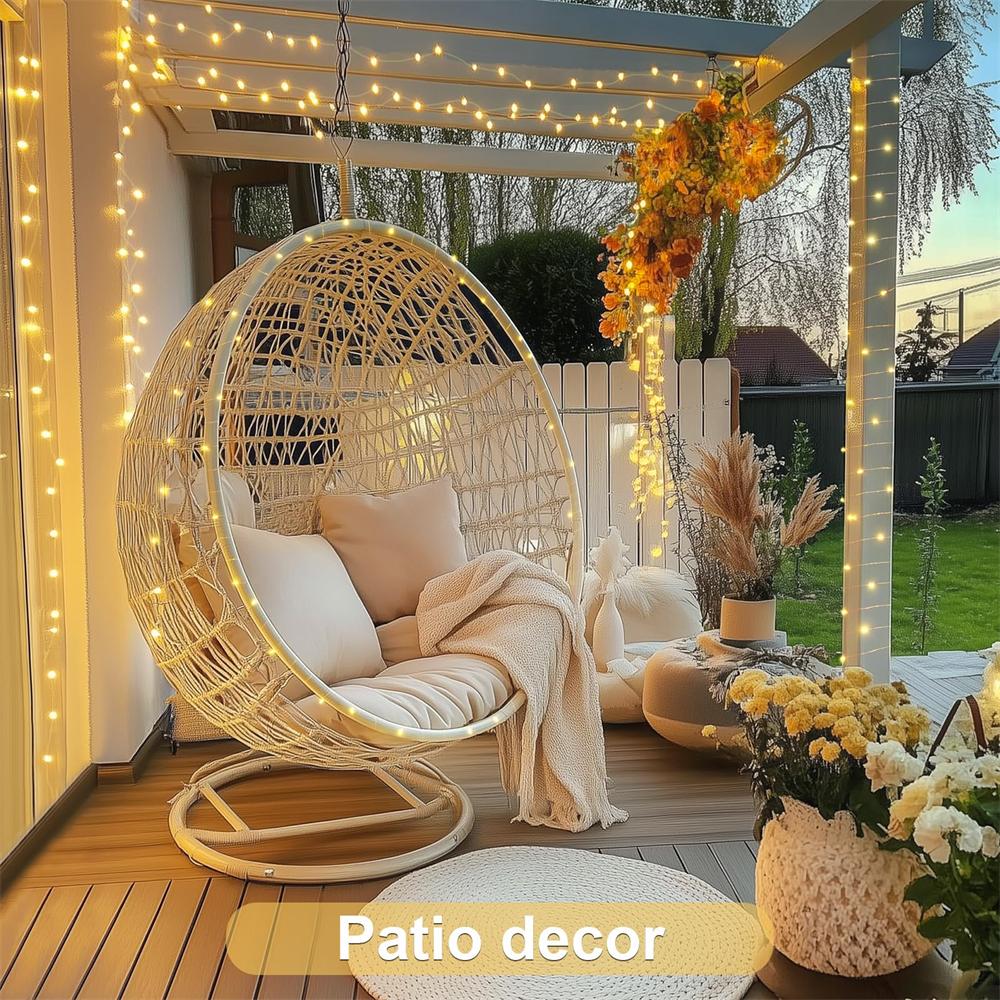 1Pack, 5M/10M/20M/30M LED Solar Outdoor Fairy String Lights With 8 Modes For Wedding, Party, Balcony, Patio, Eave, Tree, Garden, Christmas Decoration