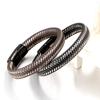 Fashion versatile models, European and American woven leather ropes, simple stainless steel bracelet series