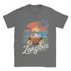 Tanzania Zanzibar Africa Tramonto Spiaggia delle Palme Stile di Vita e Cocco Maglietta Estate Cotone Manica Corta Abbigliamento Vintage