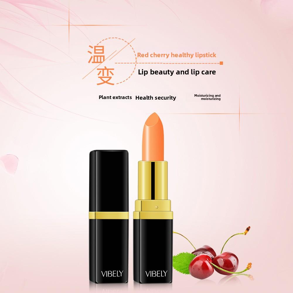 VIBELY Moisturizing Temperature Healthy Red Cherry Lipstick Color Changing Nourishing Moisturizing Lip Balm Thousands of People Thousands of Colors