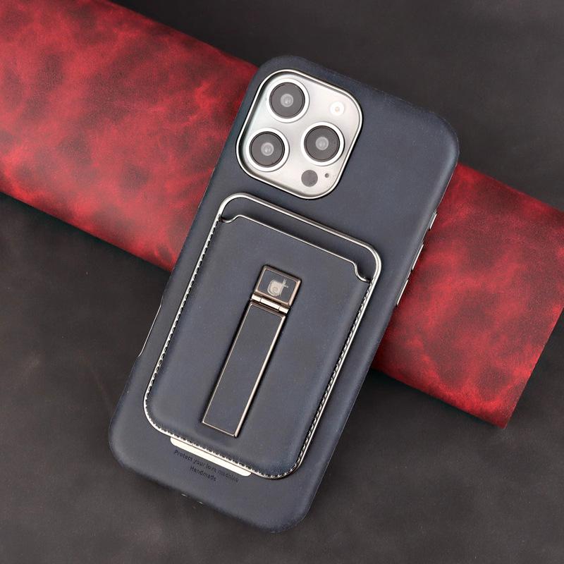 Applicable To Apple 15promax Phone Case Stand Card Magnetic Attraction IPhone16 Electroplated 14 Full Cover 13 Leather Case 12