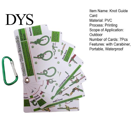 Waterproof Knot Instruction 7Pcs/Set Pocket Guide Cards with Carabiner 27 Classic Knots Reference Rope Card Outdoor Camping Climbing Backpacking Tying