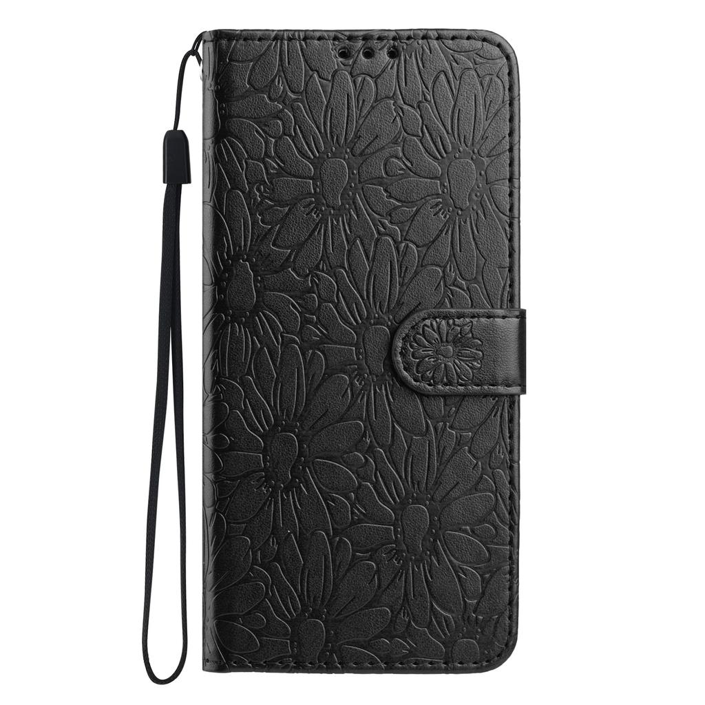 Applicable to iPhone17 leather case Samsung S26 small daisy embossed flip card mobile phone leather case Pixel 10A