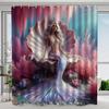 Mermaid Shower Curtain Fantasy Sea Princess Art Shell Throne Design Magical Ocean Decor Waterproof Printed Bath Curtain Home